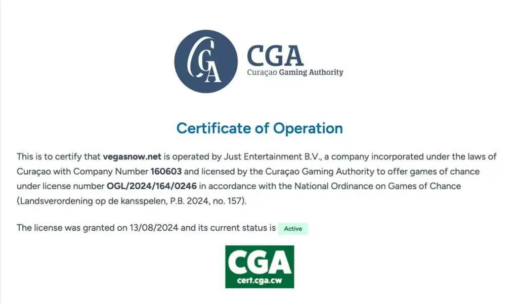vegasnow certificate